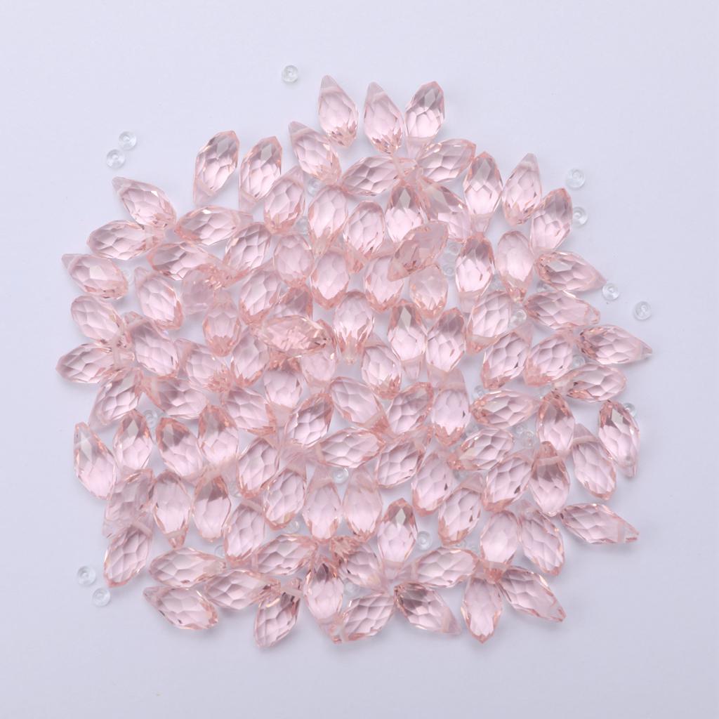 100x Crystal Glass Faceted Beads Charm Pendants Drilled DIY Craft Clear