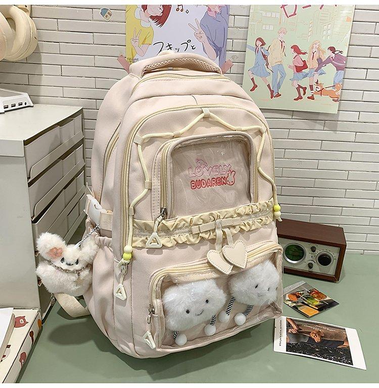 Schoolbag New Cute Female Ins High Value Dopamine Transparent Pain Bag Schoolbag Primary School Students Junior High School Students Backpack
