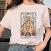 Tarot Card Flower Funny Time Graphic Print T Shirt Fashion Casual Crew Neck Short Sleeve  T Shirt Women
