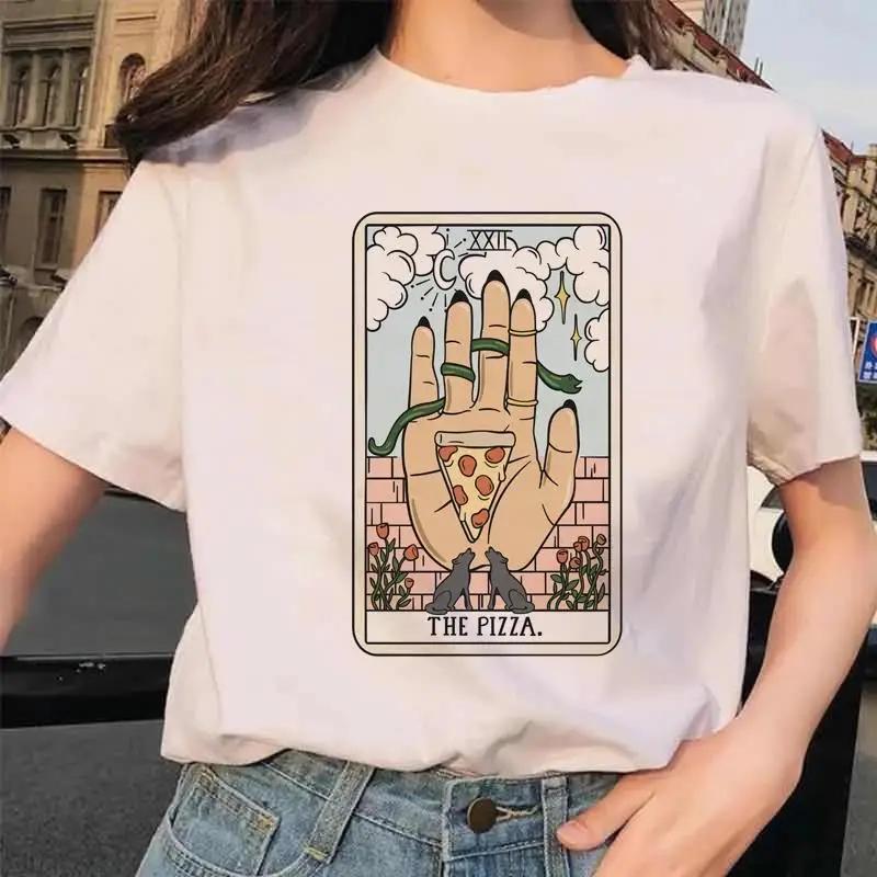 Tarot Card Flower Funny Time Graphic Print T Shirt Fashion Casual Crew Neck Short Sleeve  T Shirt Women