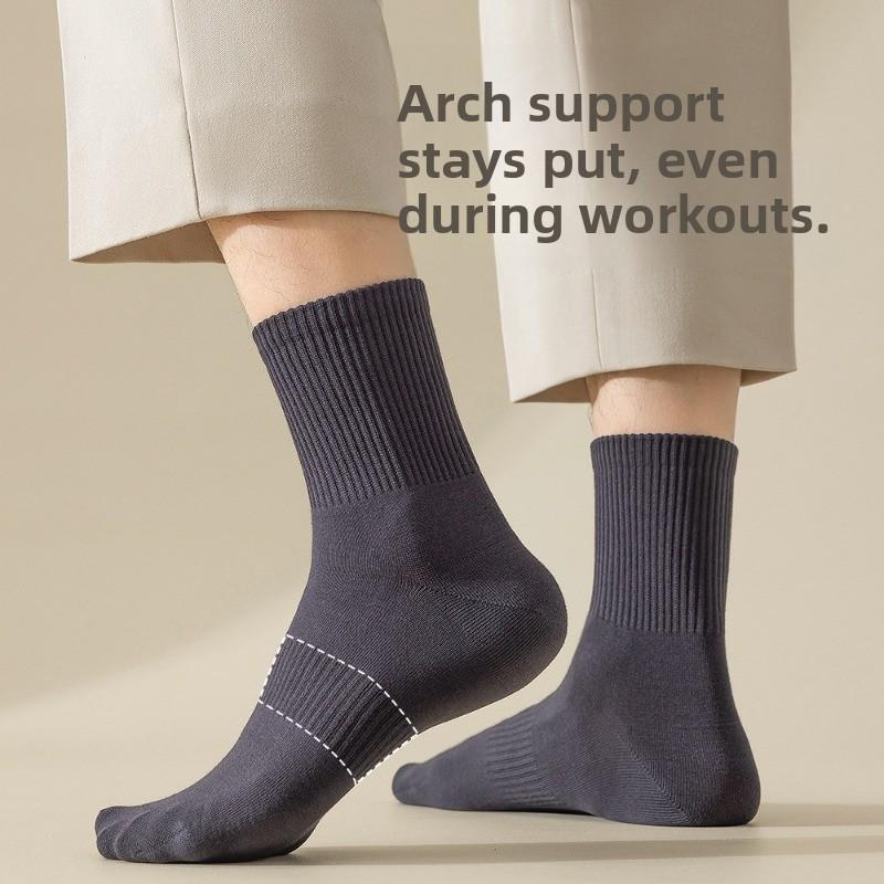 Pure Cotton Socks, Mid-length, Size 7A, Antibacterial, Sweat-absorbing, Odor-resistant, Business-style, Men's, Sport and Casual Long Socks