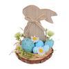 Hand Carved Wood Easter Hare Ornament Wooden Animal Figurine Festival Decoration For Mantels Tabletop Shelf Display