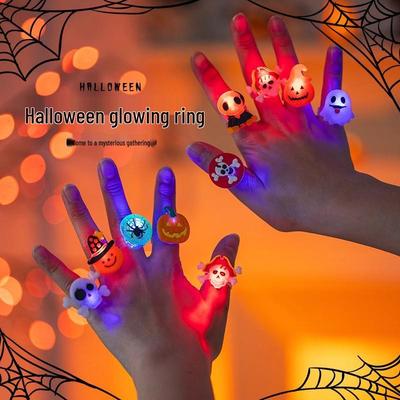 Set Creativo Collana e Spilla Luminosa di Halloween: Lampada a Zucca, Anello Glitterato, Regalo di Natale Elegante per Bambini
