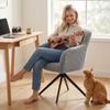360 Degree Swivel Accent Chair, Teddy Fleece Armchair, Grey