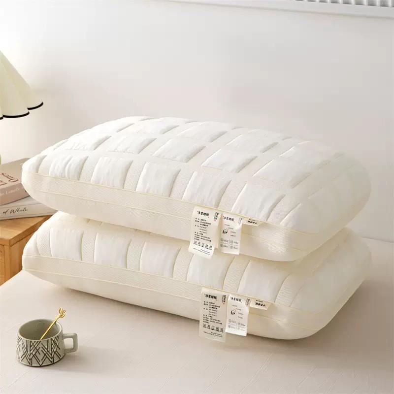 Soft High-Rebound Knit Cotton Pillow Core With Hollow Fiber Fill Hotel-Grade Comfort Adult Single Bed Use