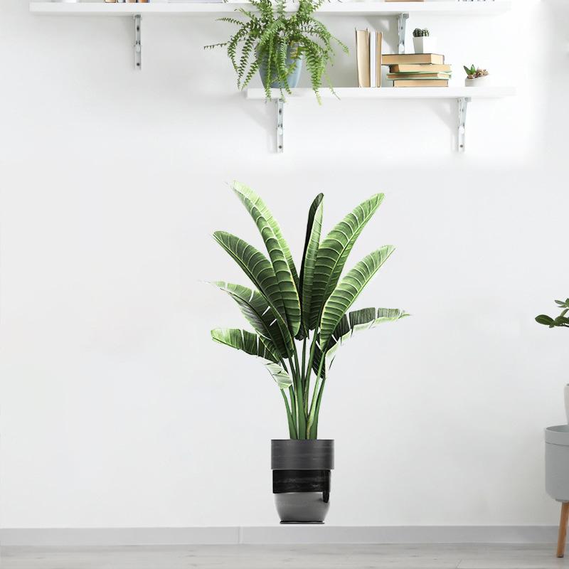 Künstliche Bananenpflanze für Reisende Wandaufkleber Topfpflanze Grün Wohnkultur für Schlafzimmer Wohnzimmer Eingang Wanddekoration