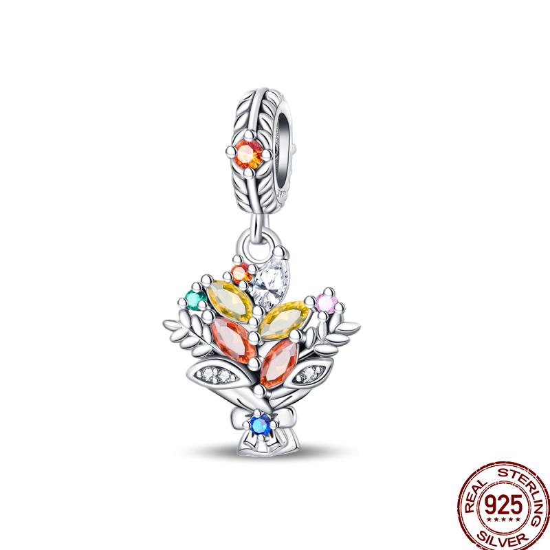 Copper Pumpkin Maple Leaf Squirrel Scarecrow Harvest Autumn Charm Beads Suitable For Pan Original Bracelet