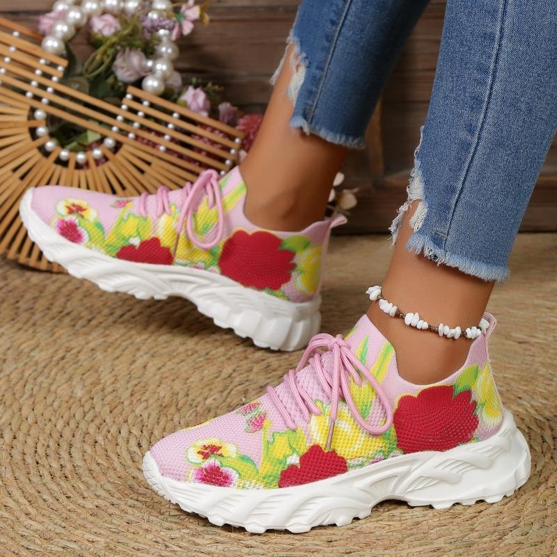 Fashion Women's High Quality Knitted Sneakers Summer 2025 New Breathable Air Mesh Casual Shoes Woman Light Weight Walking Sports Flats