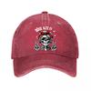 Rebel Dark Baseball Cap Skull Gesture Graffiti Street Culture Personality Wear Washed Baseball Cap