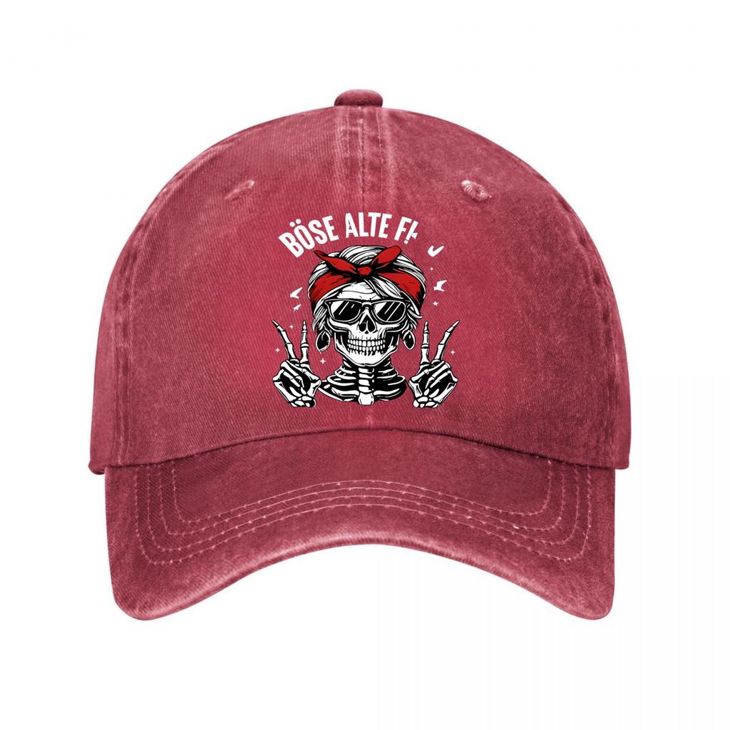 Rebel Dark Baseball Cap Skull Gesture Graffiti Street Culture Personality Wear Washed Baseball Cap