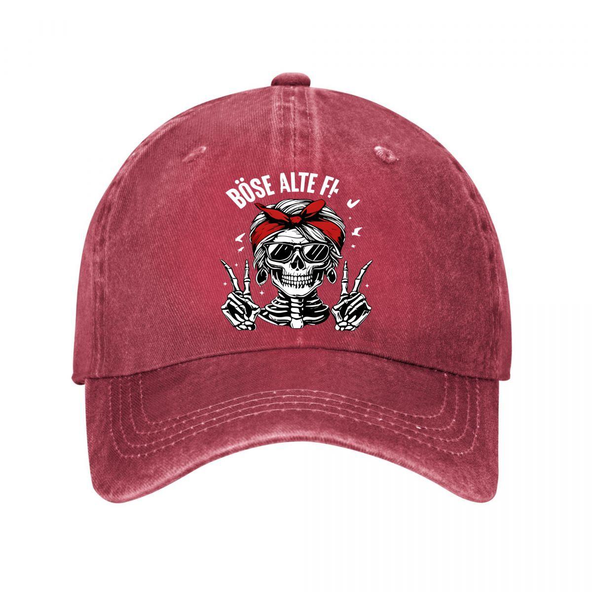 Rebel Dark Baseball Cap Skull Gesture Graffiti Street Culture Personality Wear Washed Baseball Cap Adjustable