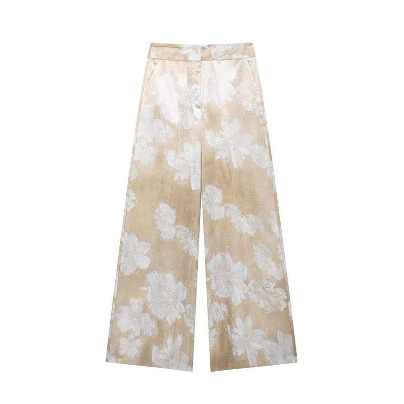 Kaslead New Arrival Women's Fashion Style Fashion Silk Satin Textured Shirt Pants 8925171 8799175