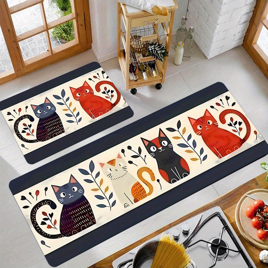Cartoon Cute Kitten Carpet Long Carpet Runner Rug Kitchen Rug Soft Doormat Winter Warm Welcome Mat Living Room Carpet Rug