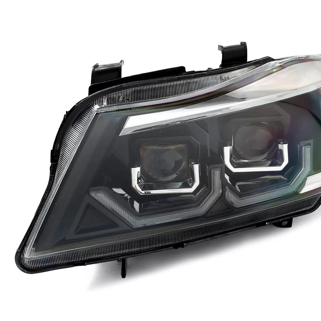 For BMW 3-Series E90 E91 Saloon 4-Door 2005-2008 1 Pair Front Headlight Assemblies LED 3D DRL Automobiles Lights White LED Dual U-Halos