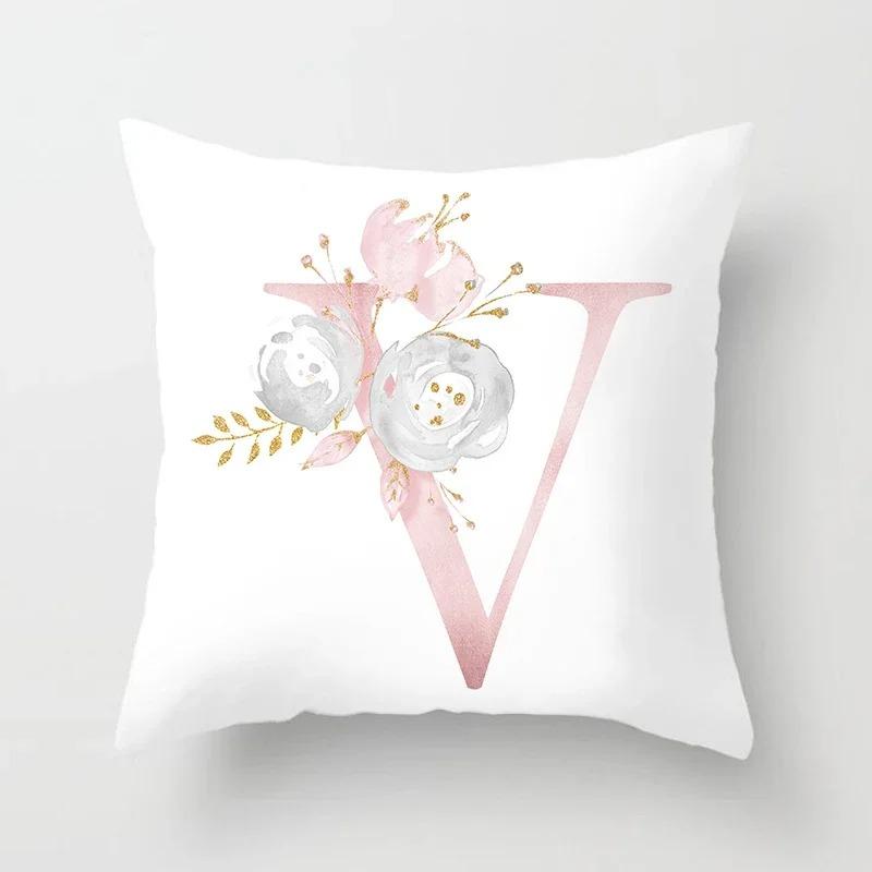 Sweet Pink Pillowcase Decoration 26 Letters Pillowcase Pillowcase Car Cushion Cover Home