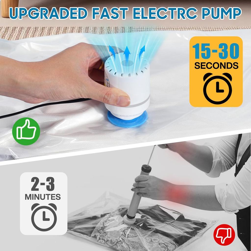 Fast Compression Electric Air Pump Storage Bags Space Saver for Clothes Quilt Travel Organizer Pouches Vacuum Bag Pump Sealers