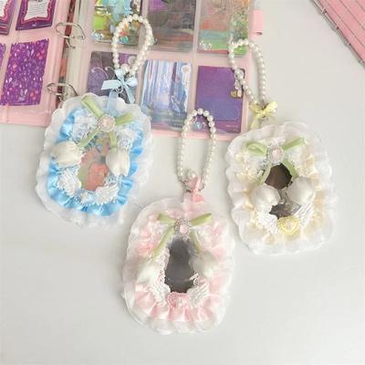 1 Pcs Cute Floral Kpop Photocard Holder with Key Ring Lanyard Sweet Fashion Bow Student ID Card Cover Case Photo Card Protector