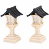 Pair of Kasuga Lanterns (Black Roof) from Buddhist Altar Shop Takita Shoten (18cm High X 9cm Roof Width) - Essential for Shinto Altars and Shrines, of