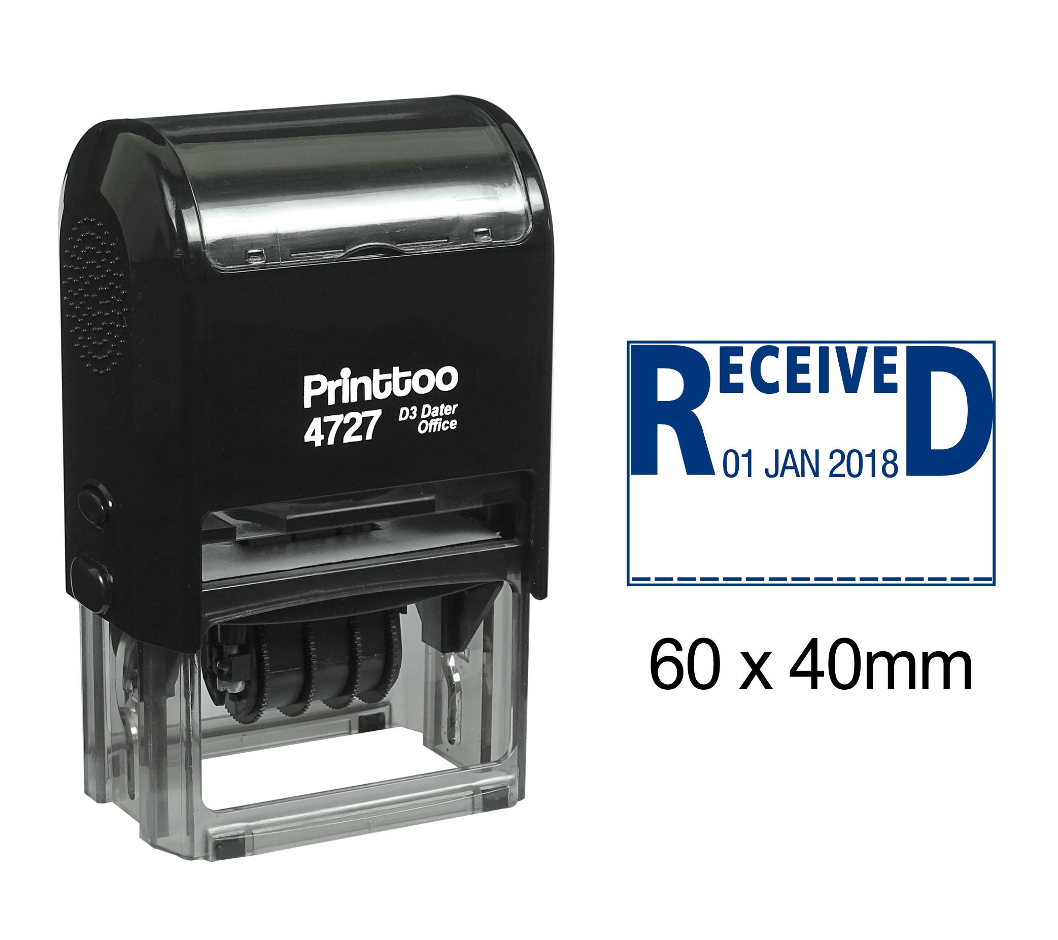 

Printtoo Self Inking Dater Stamp With Received Text Office Stationery Date Rubber 60 mm x 40 mm.(Approx) синій
