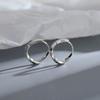 925 Sterling Silver Round Stud Earrings for Women Simple Inlaid Design Hoops Earrings Wedding Party Jewelry Accessories Gifts