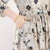 Summer Fashion Floral Print Three-quarter Sleeve Dress for Women Slim Fit Casual Midi Dress