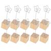 10Pcs Photo Holder Metal Clip Stand Note Message Card Picture Solid Wood Base Craft