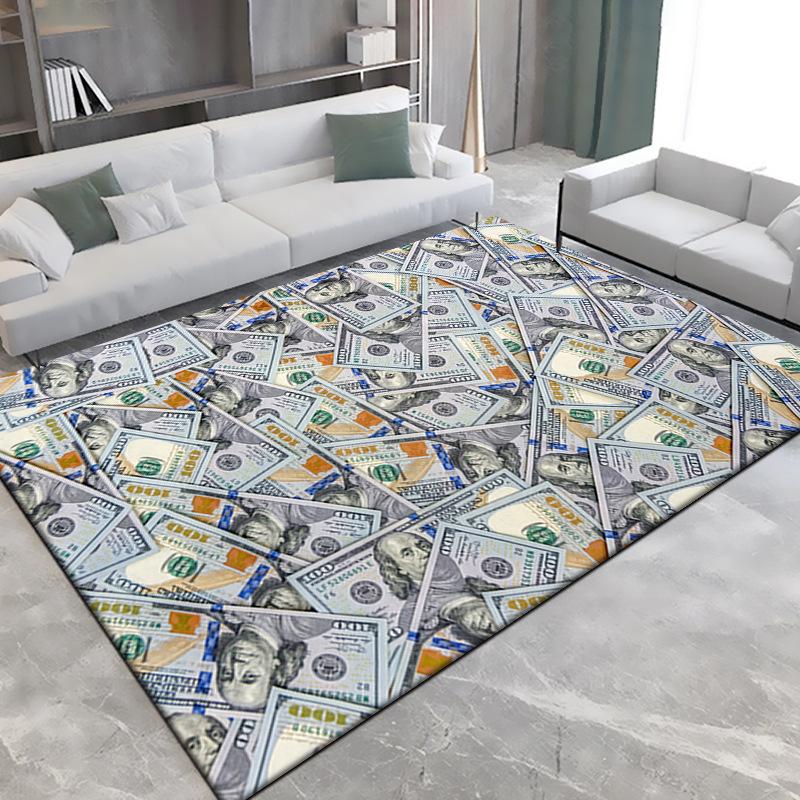 3D Dollar Printed Carpet Living Room Decorative Home Foyer Bedroom Bathroom Door Covers Non-Slip Area Rugs Non-Slip Area Rugs