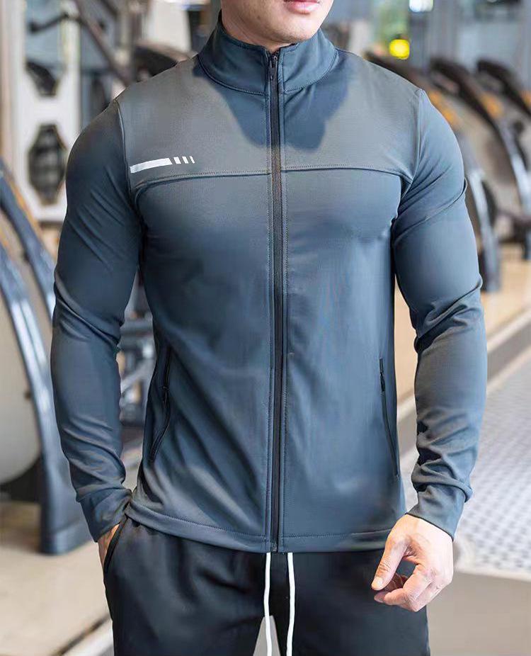 Men's Trendy Stand-up Collar Full-Zip Fitness Jacket