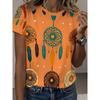 Moda Donna Girocollo Manica Corta Stampa Floreale 3D T-shirt a Manica Corta Girocollo con Fiori Colorati