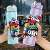 1PC Fun Birthday Party Graffiti Art Print 750ml Color Plastic Sports Water Bottle Leakproof Flip Straw Lid Suitable for Sports Office Home Use
