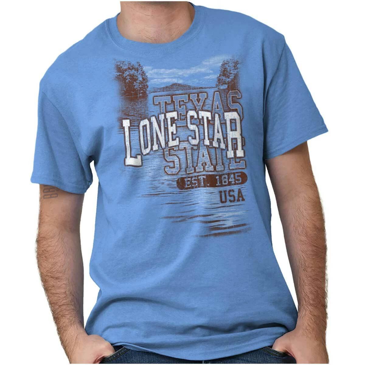 Texas The Lone Star State Camping Souvenir Adult Short Sleeve Crewneck Tee S