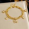 Gold Double-layer Butterfly Charm Bracelet with Crystal Accents