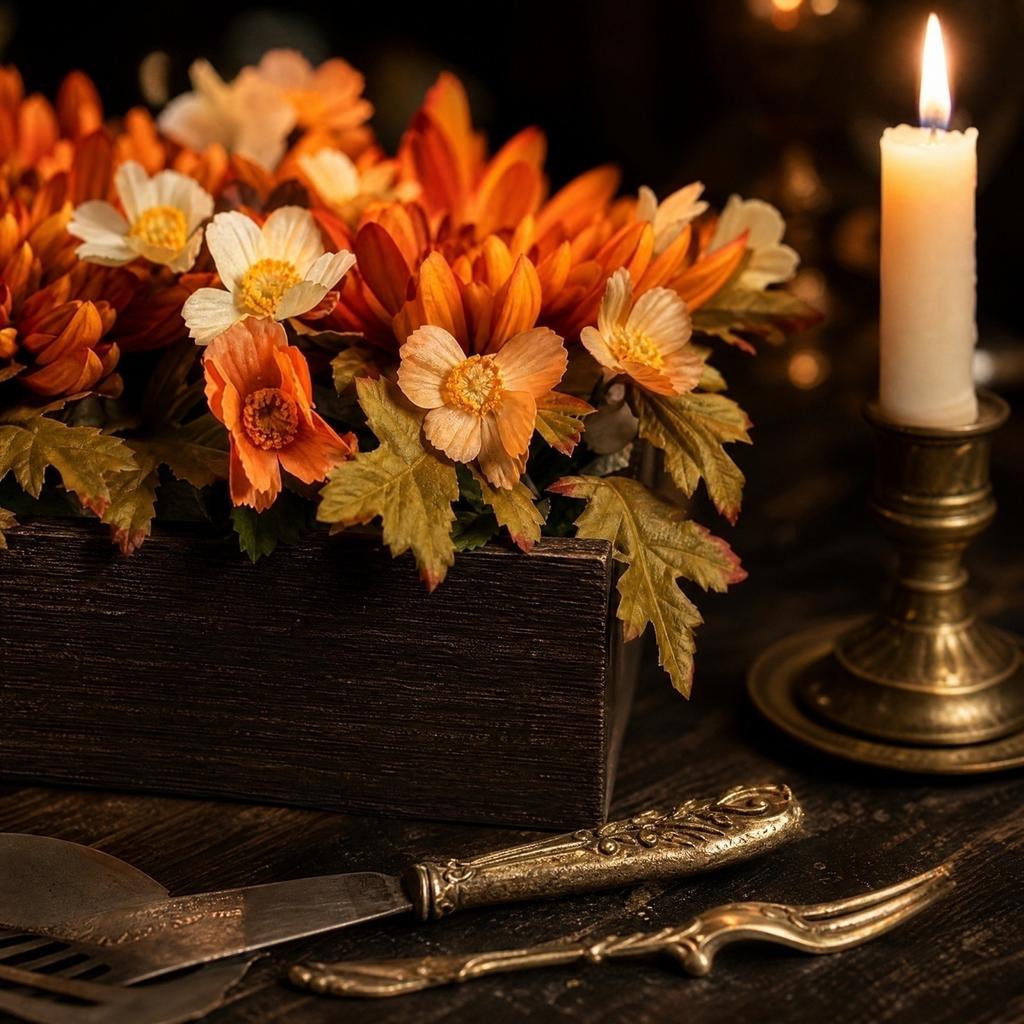 Artificial and Maple Leaf Fall Table Centerpiece for Festival and Thanksgiving Decor