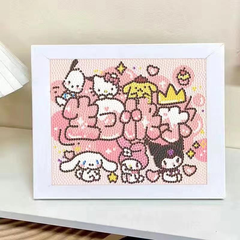 Cartoon Diamond Painting Children's Handmade Diy Diamond Stickers Bedroom Living Room Decorative Painting Masonry Painting with Photo Frame.