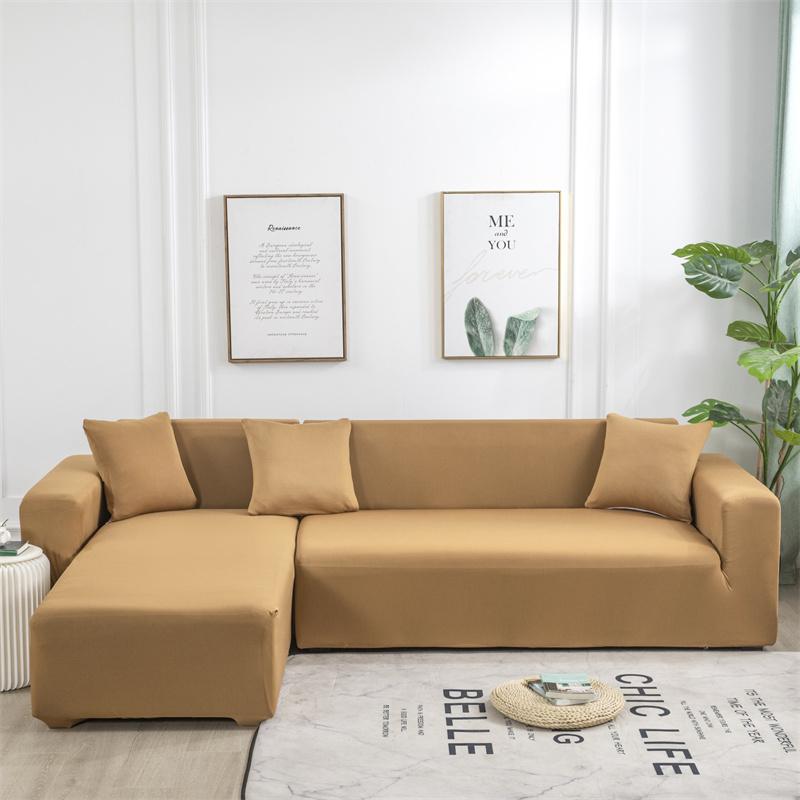 Solid Color Sofa Covers for Living Room Elastic Corner Couch Cover L Shaped Chaise Longue Slipcovers Chair Protector Home Decor