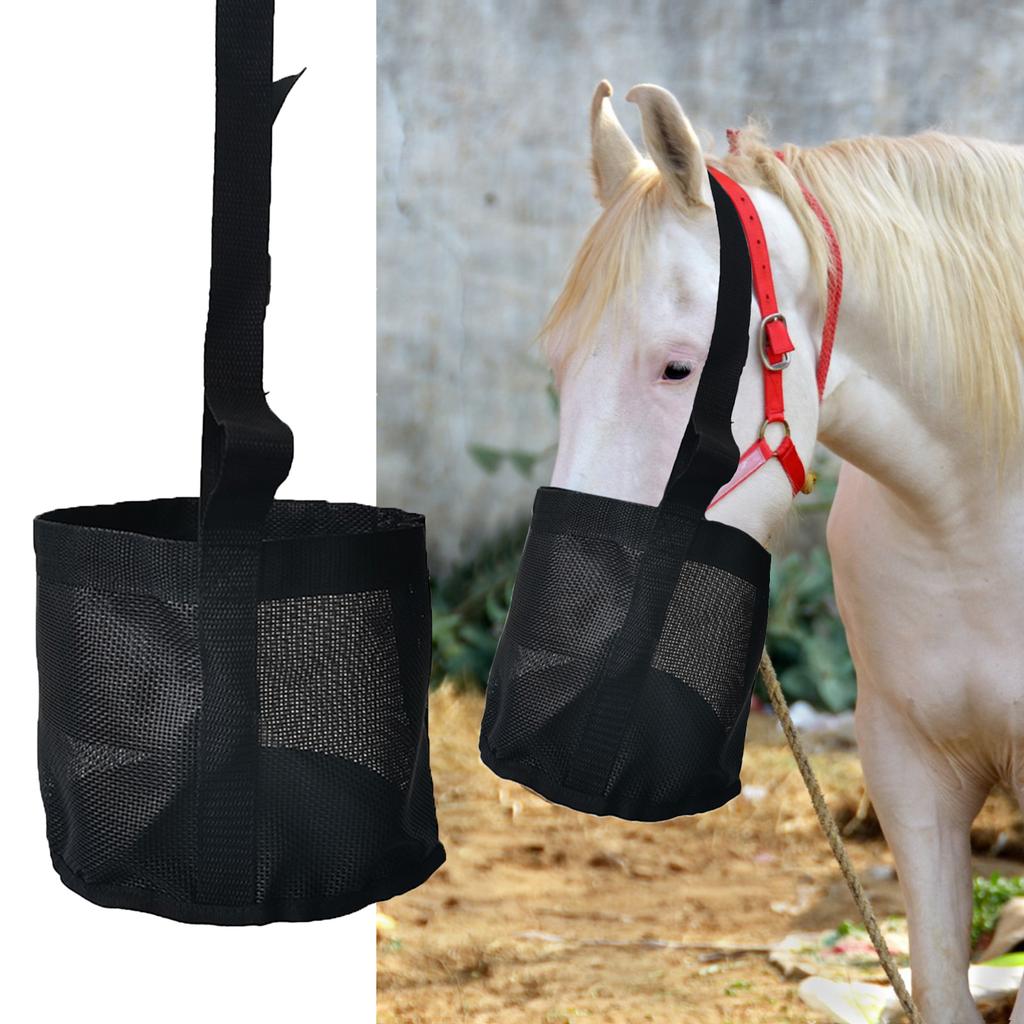 Horse Feed Bag Horse Feeding Bucket Hay Bag Hay Holder Bucket For Horse Trailer Horse Feeding Feeder Bag with Neck Strap