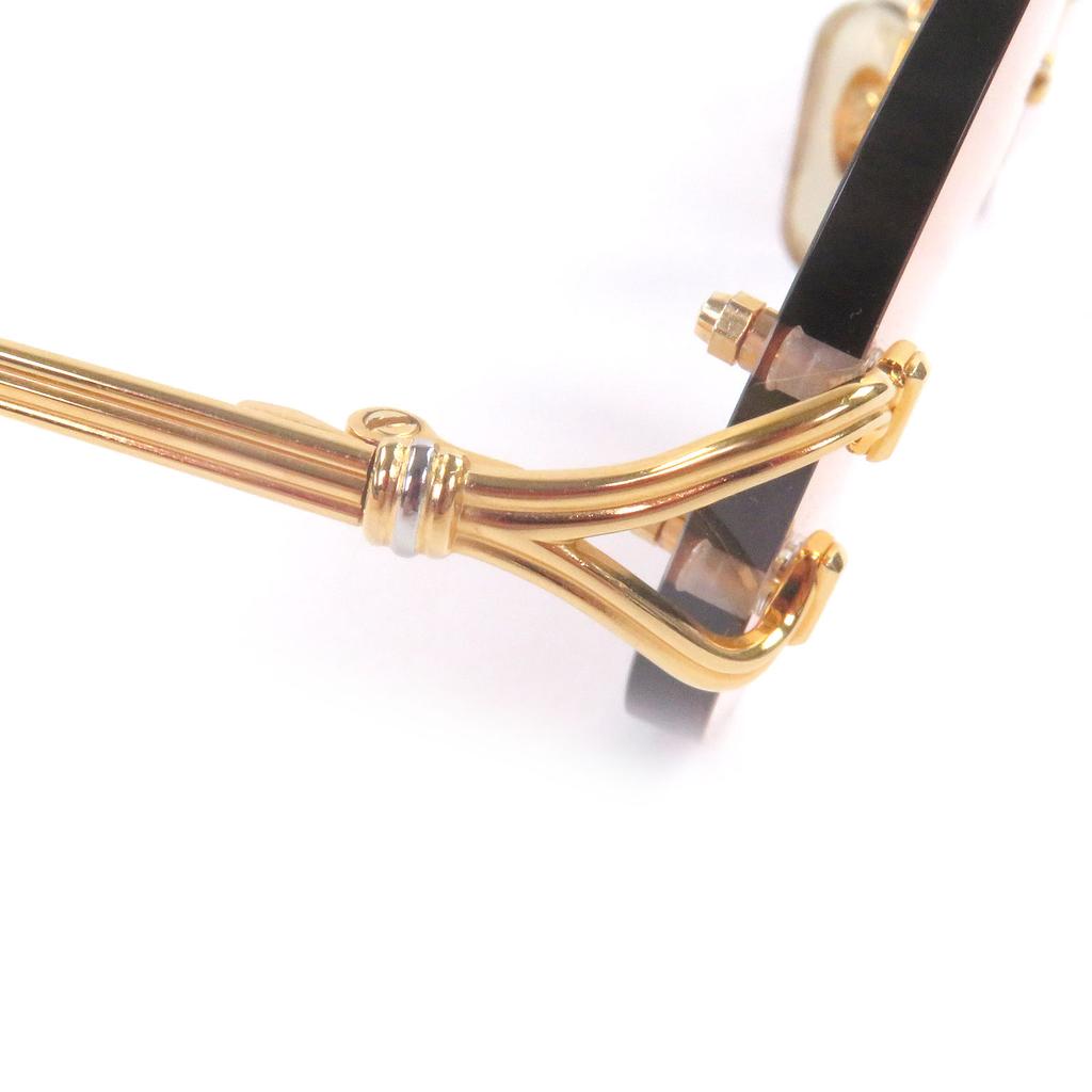 Great Cartier sunglasses Oval Rimless Two-Point gold mens Used