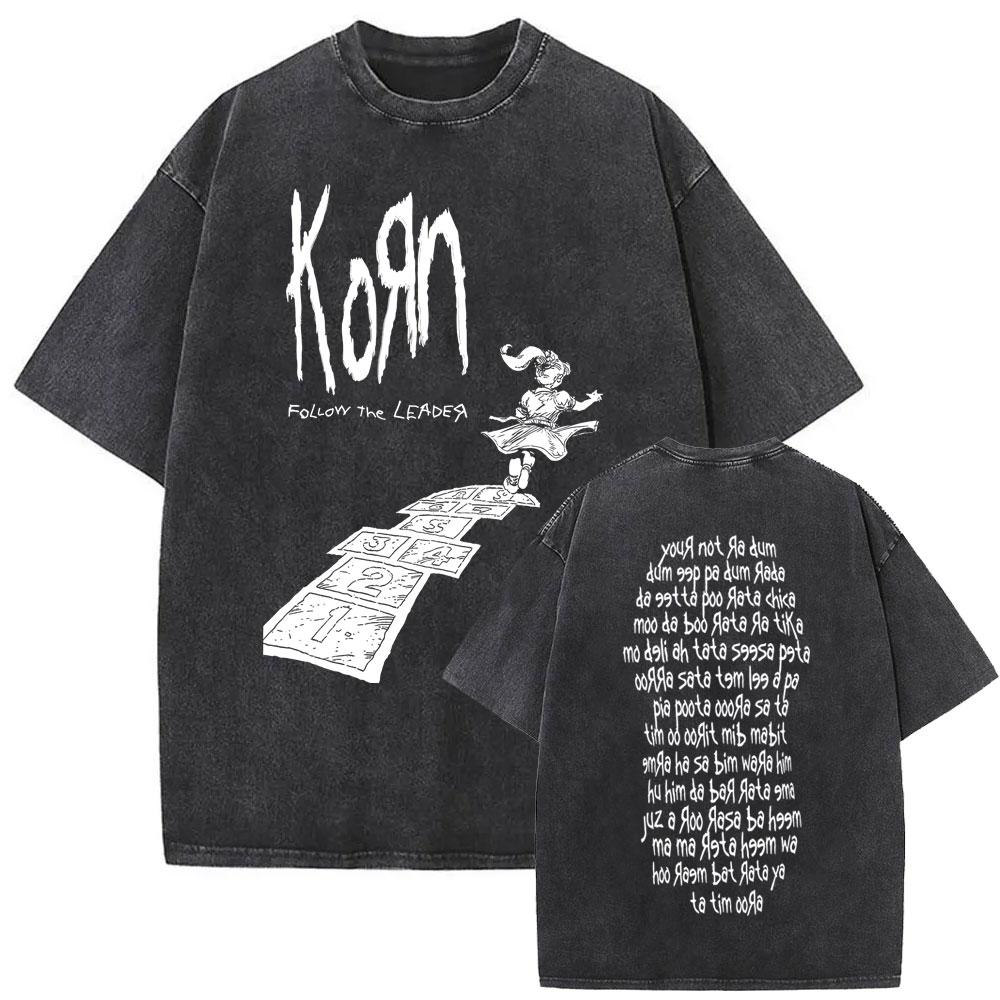 Neues Gewaschenes Vintage Alternative Nu Metal Rockband Korn Print T-Shirt Herren Übergroße T-Shirts Männliche Mode T-Shirts Yk Streetwear