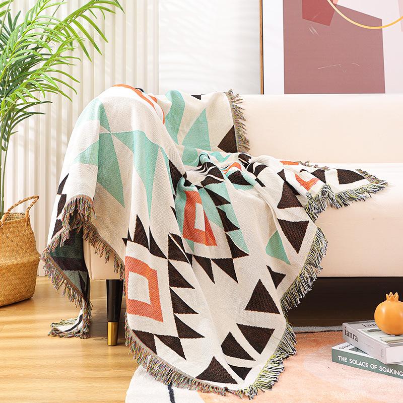 Geometrischer Print Sofadecke Weiche Lässige Handtuchabdeckung für Camping Picknick Dekorative Gemütliche Behaglichkeit