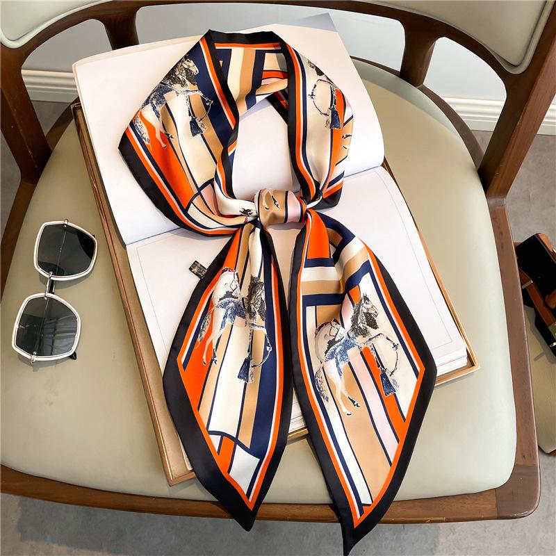 Scarf, Long Silk Scarf, Versatile Silk Scarf, Double-Layer Simulated Silk, Diagonal Scarf, Autumn And Winter Hair Binding And Scarf