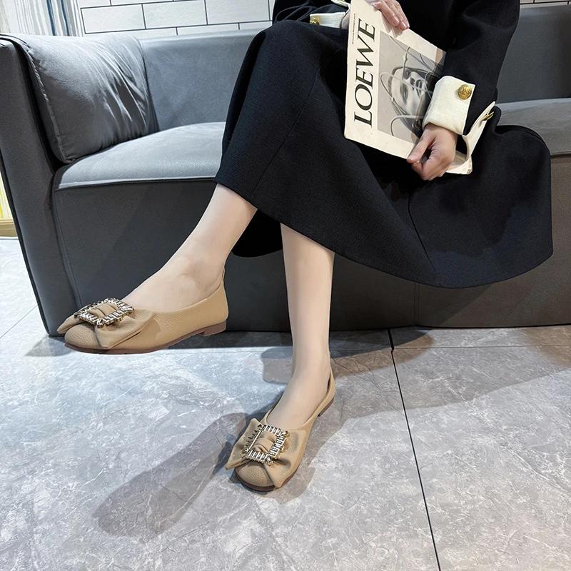 

Модная женская обувь 2024 года, новые неглубокие женские туфли на плоской подошве, модные повседневные туфли на плоской подошве с бабочкой, женские, горячая распродажа, туфли больших размеров с кристаллами на плоской подошве, низкие каблуки 43 хаки