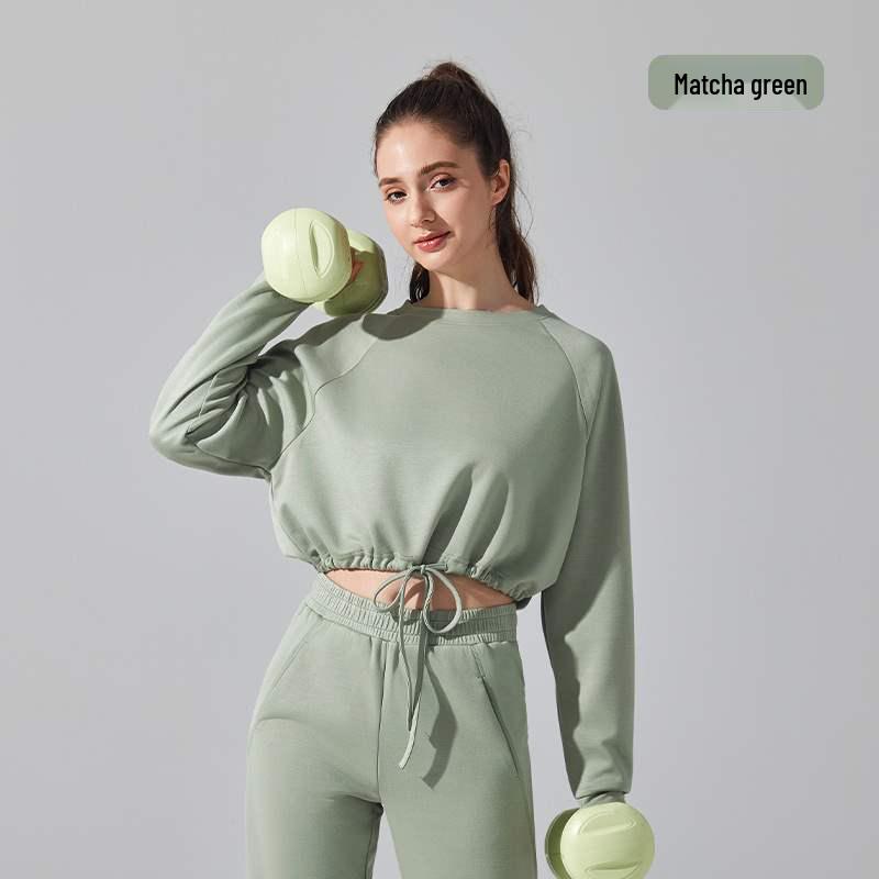 Crew Neck Warm Sweatshirt Jacket: Autumn/Winter, Loose Fit, Long Sleeve, Casual Drawstring, Fitness & Yoga Wear.