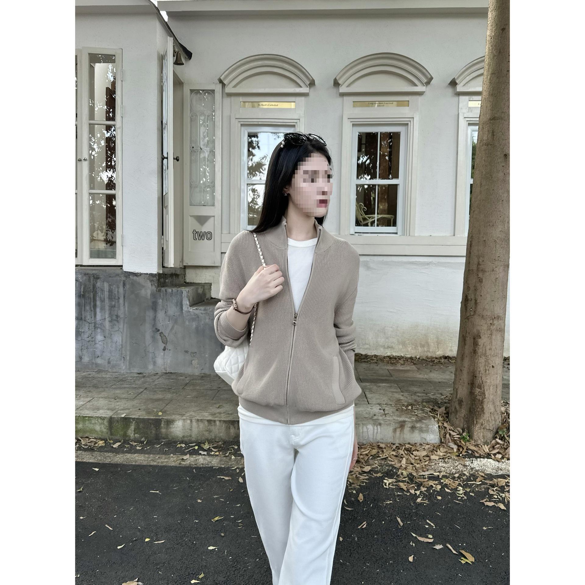 Girl s Relaxed Ruffle Cotton Slimming Zip-Up Jacket with Stand-Up Collar S