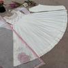 Elegant White Anarkali Suit with Pink Floral Print