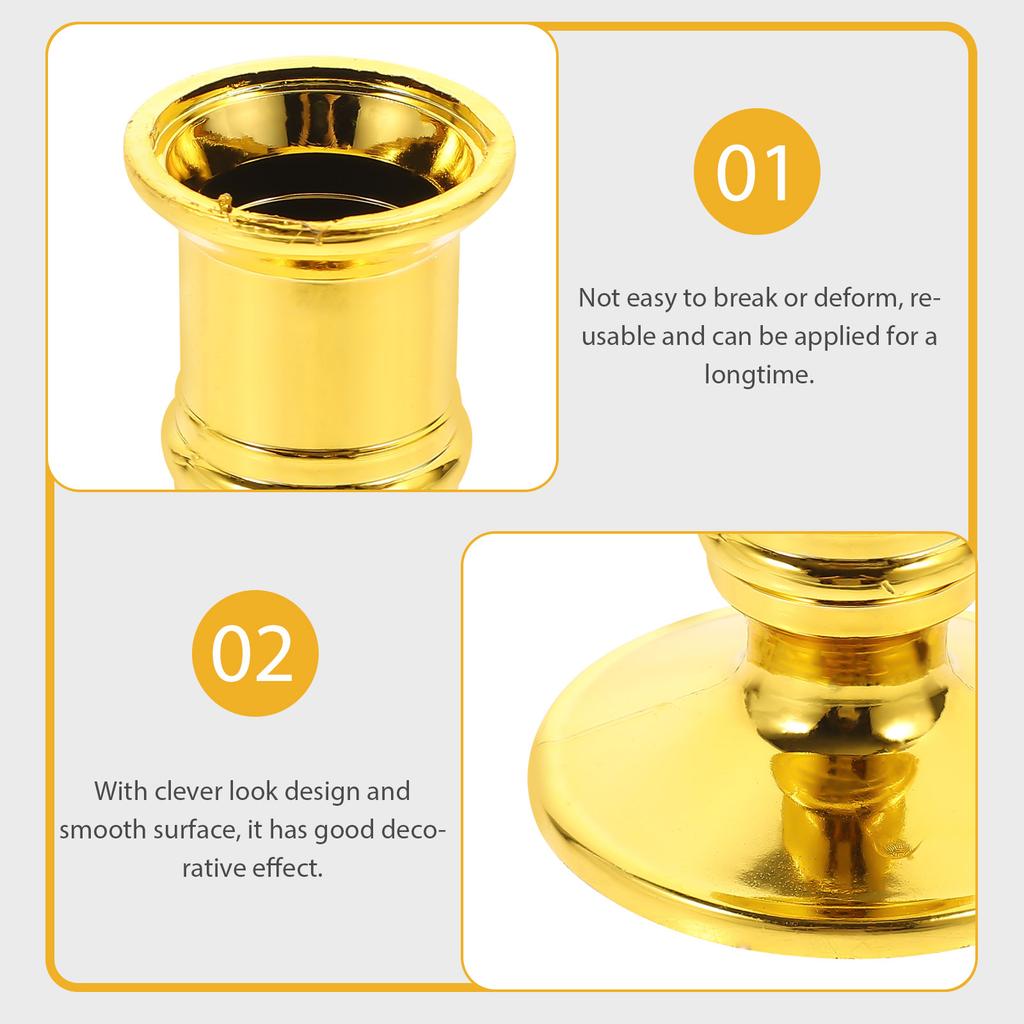 20 Pcs Golden Electronic Holders Stable Base Decorative Pillar Centerpieces Wedding Candlestick Holders Indoor Tealight