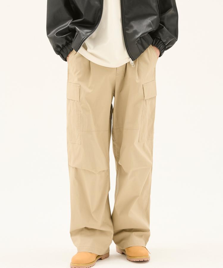 Enbiei One-Pleat 3D Cargo Pants (N251Pt020P) Beige