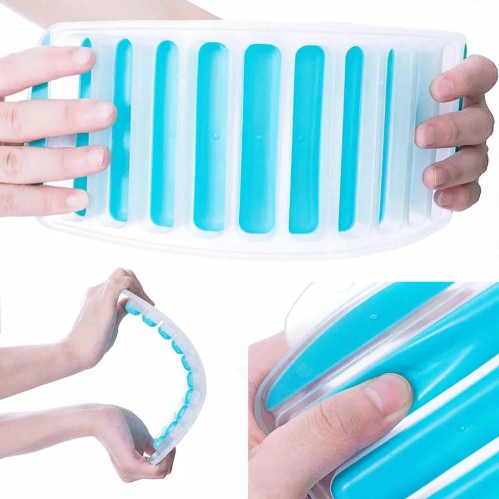 Silicone Long Strip Ice Cube Mold with Lid Ice Cube Tray Ice Stick Tray Baking Mold  Cold Drink