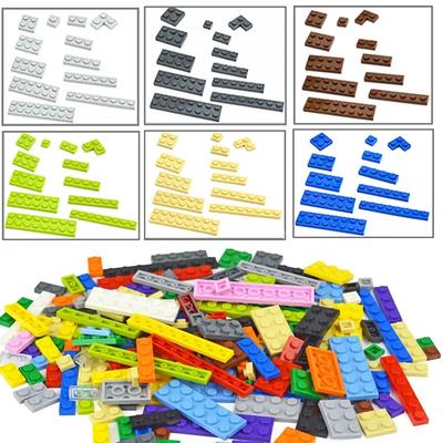 100 Stück Großteile Dünne Ziegel 12 Größe Gemischt 15 Farbe Bausteine Figuren MOC Modell Pädagogisches Konstruktionsspielzeug für Kinder Geschenk
