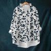 Women's Loose Ruffled Retro Floral Print Stand Collar Long Sleeve Cotton And Linen Top