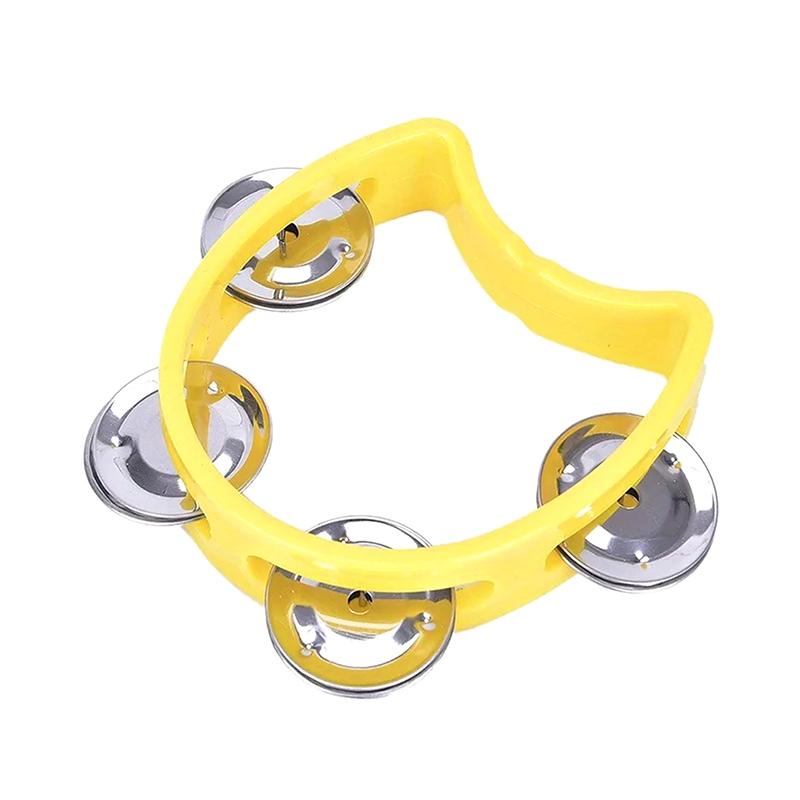 1Pc Plastic Percussion Tambourine For Adults Hand Tambourine Musical Instrument 4 Bells On Abs Tambourine Musical Rhythm Instrum